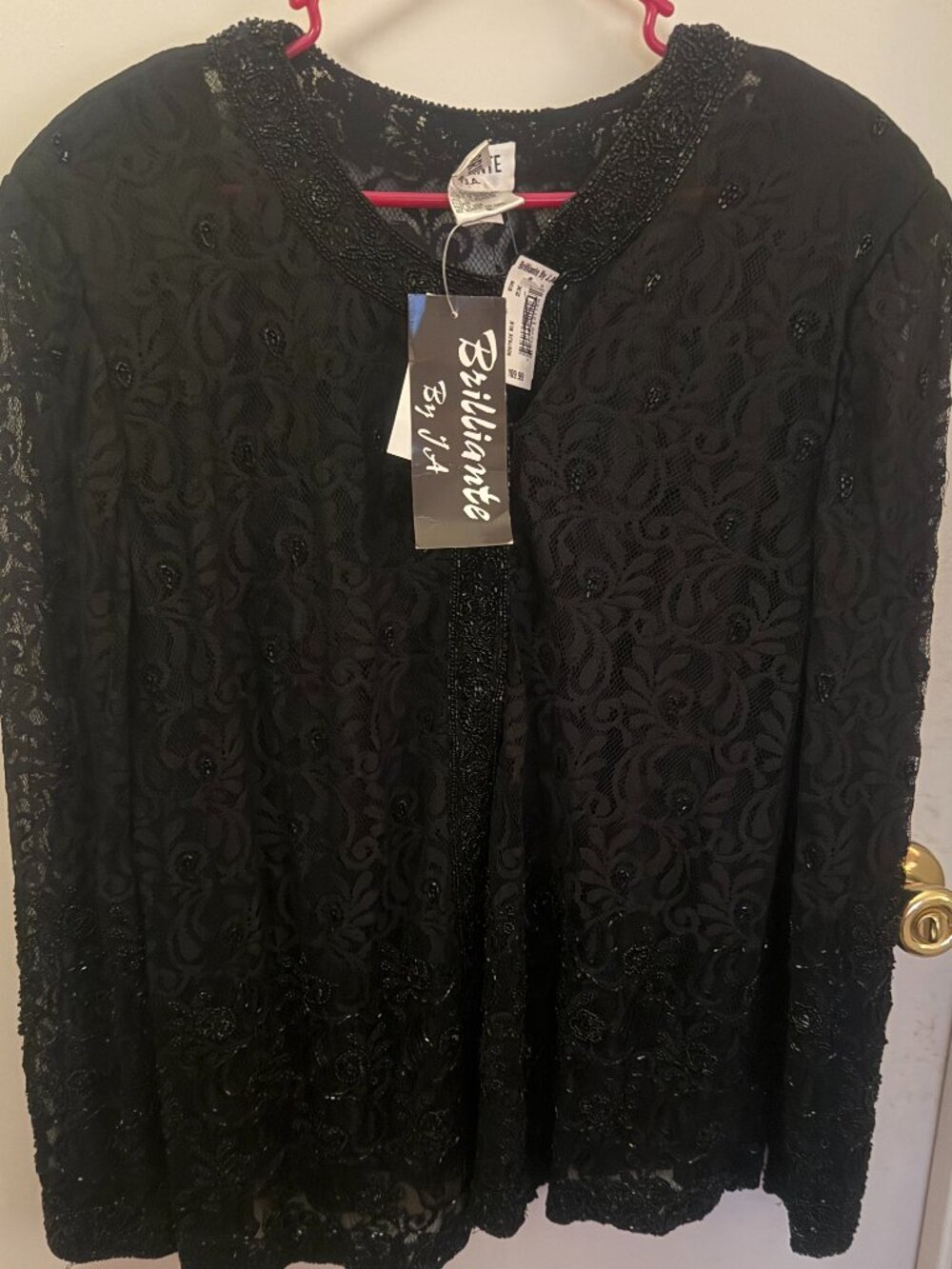 Brilliante by J.A.  Black Lace Evening Jacket W 2X